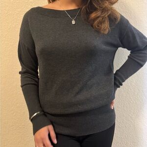 White House Black Market Charcoal Crew Neck Sweater